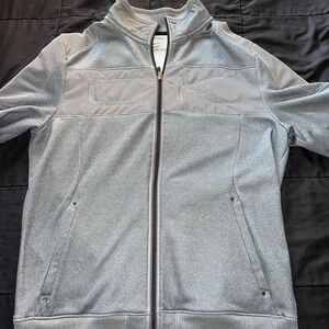 Calvin Klein Gray Zip Up Sweater with Stand-Up Collar